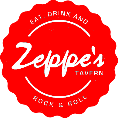 Red Zeppe's Tavern logo with text.