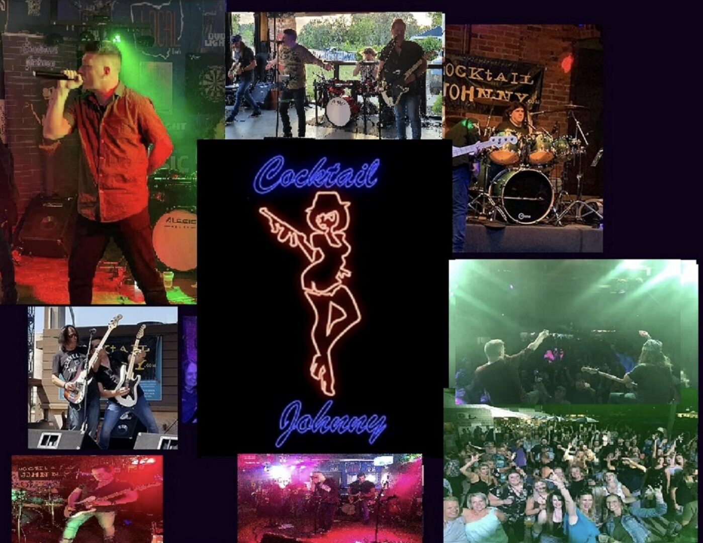 Cocktail Johnny neon sign and live band
